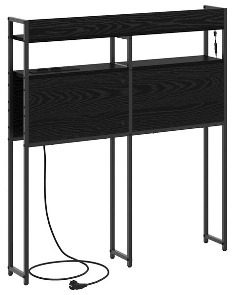 Fejtámla LED -es lámpákkal polcokkal Musta tammi 75 cm Faanyag