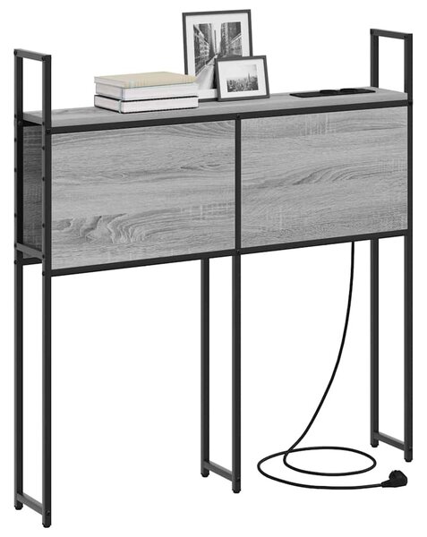 Tárolós Fejtámla Töltő Állomással Szürke sonoma 75 cm Faanyag