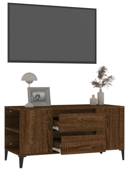 Barna tölgy színű szerelt fa TV-szekrény 102x44,5x50 cm