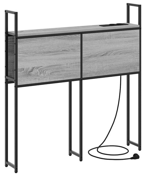 Tárolós Fejtámla Töltő Állomással Szürke sonoma 75 cm Faanyag