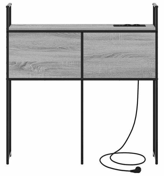 Tárolós Fejtámla Töltő Állomással Szürke sonoma 75 cm Faanyag