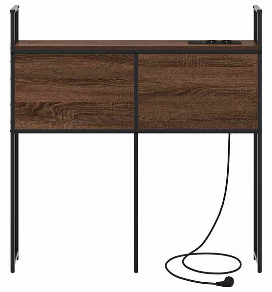 Tárolós Fejtámla Töltő Állomással barna tölgy 75 cm Faanyag