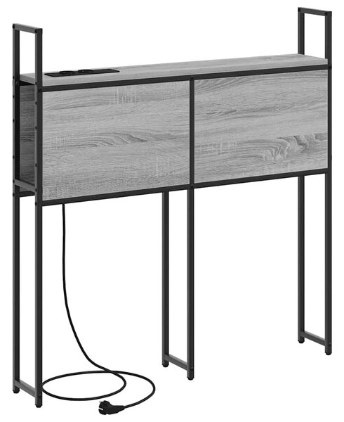 Tárolós Fejtámla Töltő Állomással Szürke sonoma 75 cm Faanyag