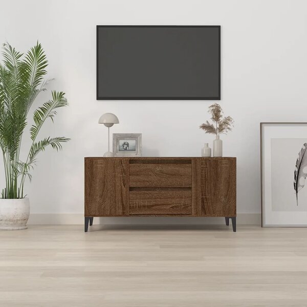 Barna tölgy színű szerelt fa TV-szekrény 102x44,5x50 cm