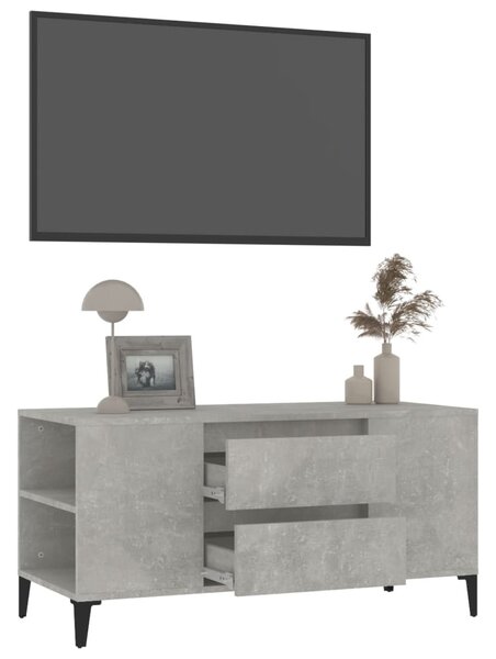 Betonszürke szerelt fa TV-szekrény 102 x 44,5 x 50 cm