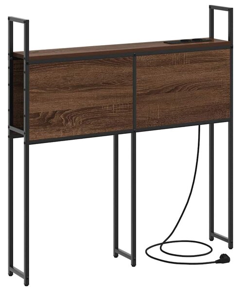 Tárolós Fejtámla Töltő Állomással barna tölgy 75 cm Faanyag