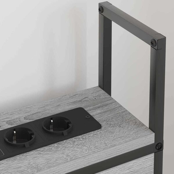 Tárolós Fejtámla Töltő Állomással Szürke sonoma 75 cm Faanyag