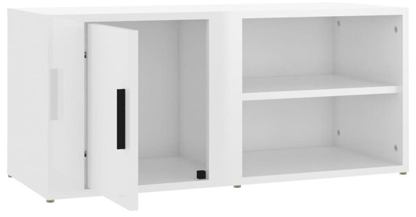 2 db magasfényű fehér szerelt fa TV-szekrény 80x31,5x36 cm