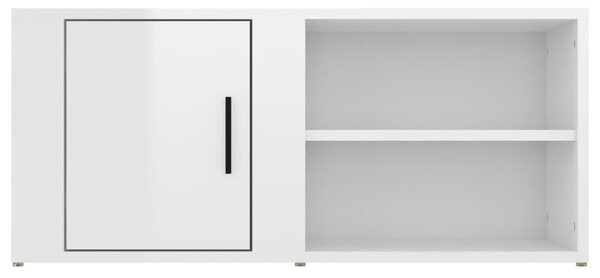 2 db magasfényű fehér szerelt fa TV-szekrény 80x31,5x36 cm