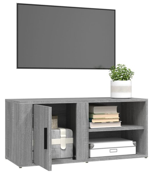 2 db szürke sonoma színű szerelt fa TV-szekrény 80x31,5x36 cm