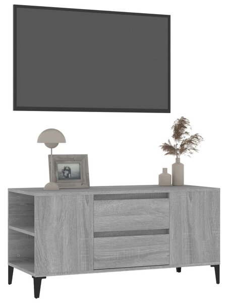 Szürke sonoma színű szerelt fa TV-szekrény 102x44,5x50 cm