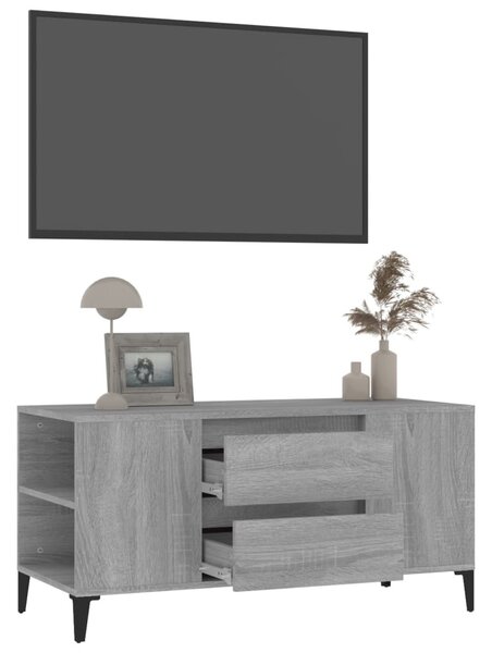 Szürke sonoma színű szerelt fa TV-szekrény 102x44,5x50 cm
