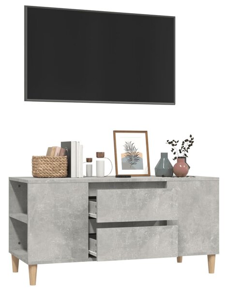 Betonszürke szerelt fa TV-szekrény 102 x 44,5 x 50 cm