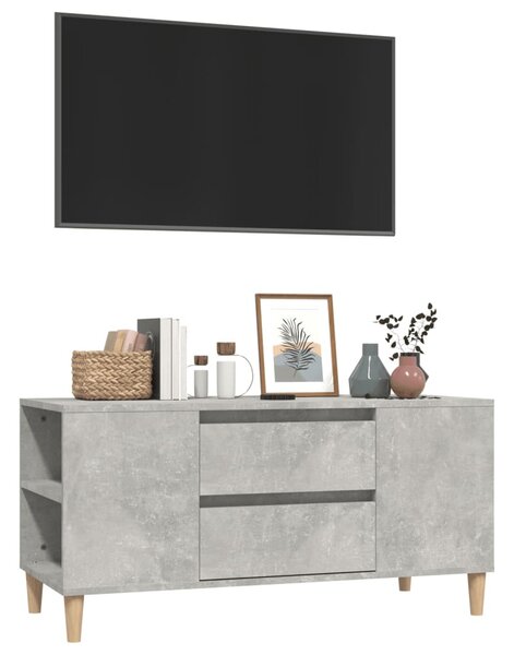 Betonszürke szerelt fa TV-szekrény 102 x 44,5 x 50 cm