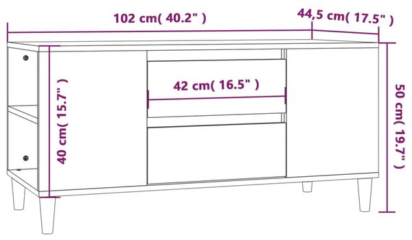 Betonszürke szerelt fa TV-szekrény 102 x 44,5 x 50 cm