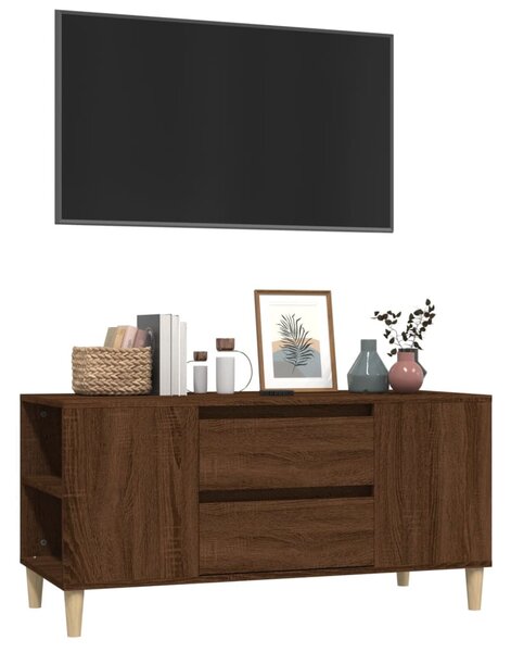 Barna tölgy színű szerelt fa TV-szekrény 102x44,5x50 cm