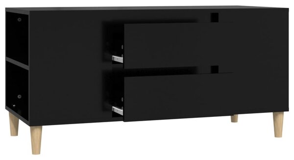 Fekete szerelt fa TV-szekrény 102x44,5x50 cm