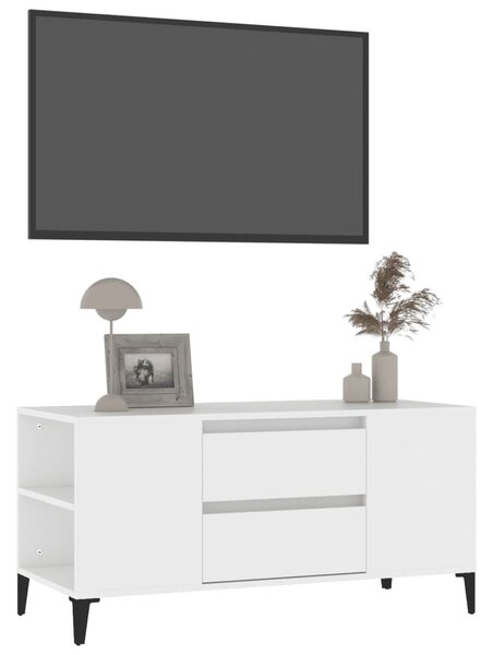 Fehér szerelt fa TV-szekrény 102x44,5x50 cm