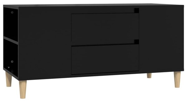 Fekete szerelt fa TV-szekrény 102x44,5x50 cm