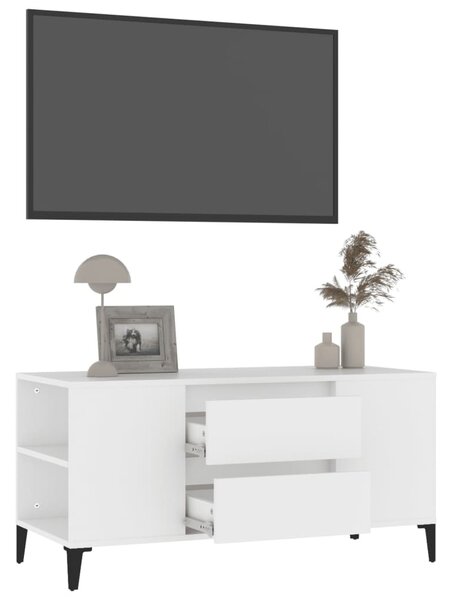 Fehér szerelt fa TV-szekrény 102x44,5x50 cm