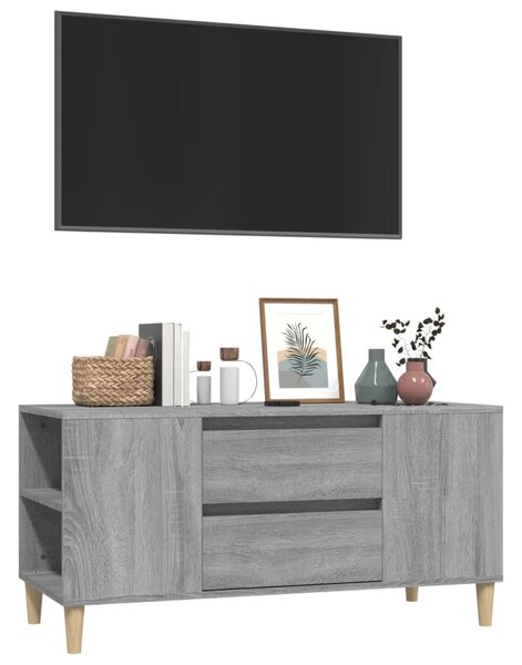Szürke sonoma színű szerelt fa TV-szekrény 102x44,5x50 cm