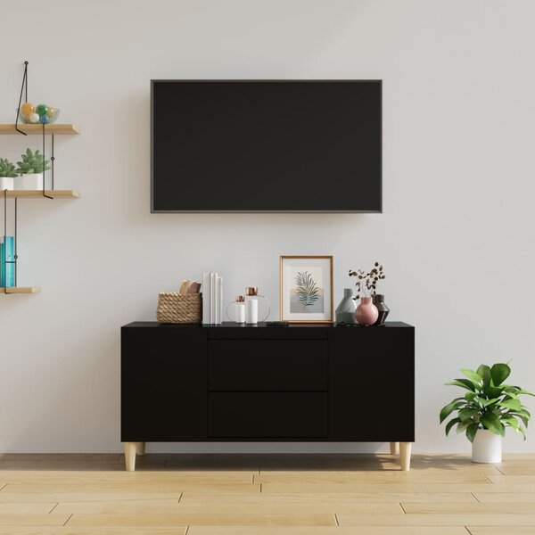 Fekete szerelt fa TV-szekrény 102x44,5x50 cm