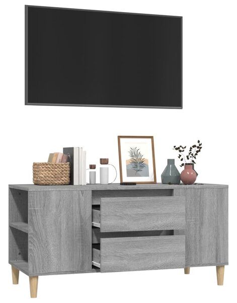 Szürke sonoma színű szerelt fa TV-szekrény 102x44,5x50 cm