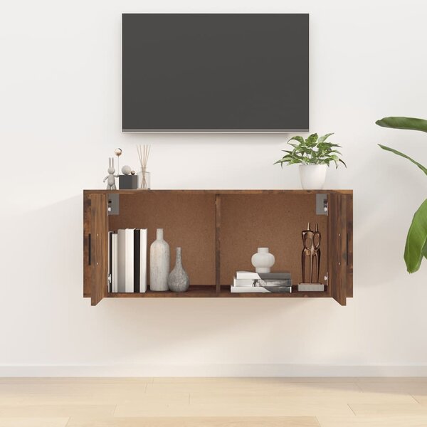 Füstös tölgy színű fali TV-szekrény 100x34,5x40 cm