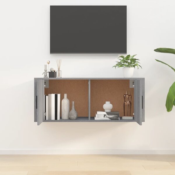 Szürke sonoma színű fali TV-szekrény 100x34,5x40 cm