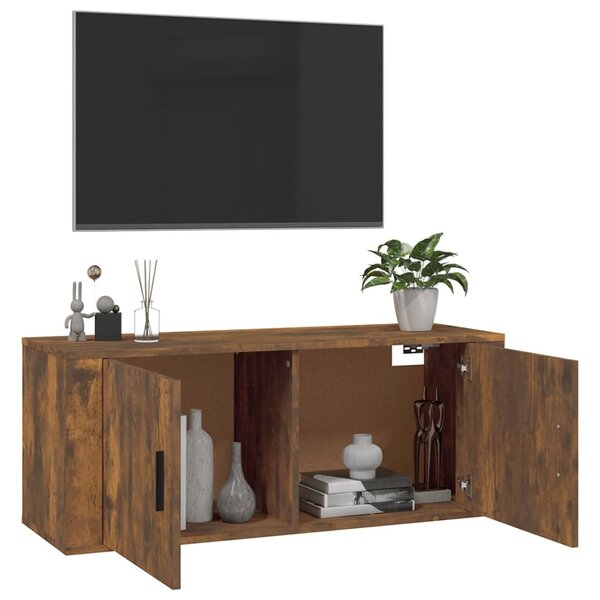 Füstös tölgy színű fali TV-szekrény 100x34,5x40 cm
