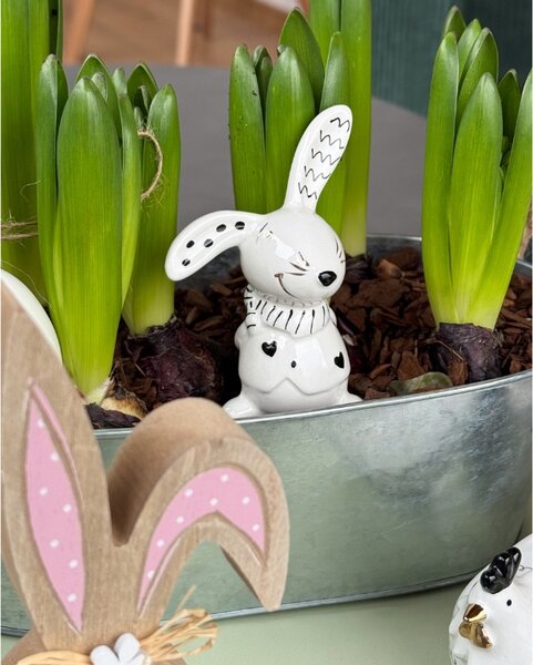 Kerámia nyúl BUNNY BACK 10 cm fehér