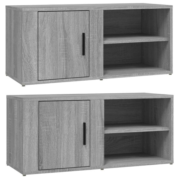 2 db szürke sonoma színű szerelt fa TV-szekrény 80x31,5x36 cm