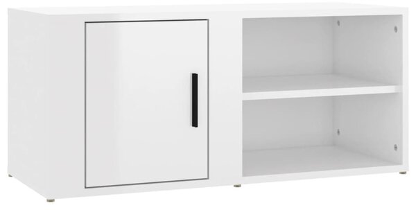 2 db magasfényű fehér szerelt fa TV-szekrény 80x31,5x36 cm