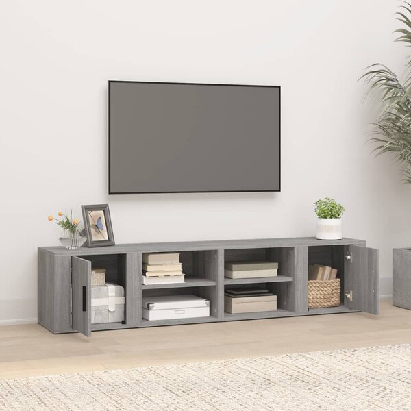 2 db szürke sonoma színű szerelt fa TV-szekrény 80x31,5x36 cm