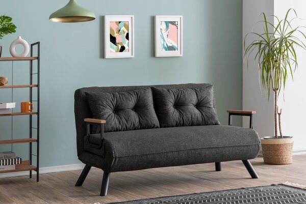 Kanapé futon Sandy (sötétszürke)