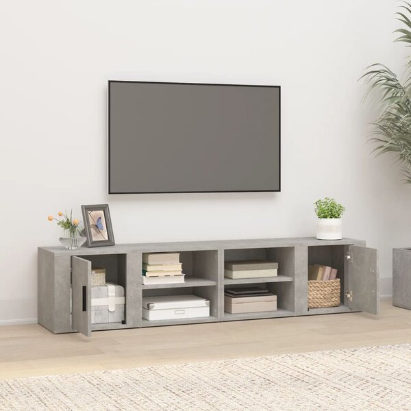 2 db betonszürke szerelt fa TV-szekrény 80x31,5x36 cm