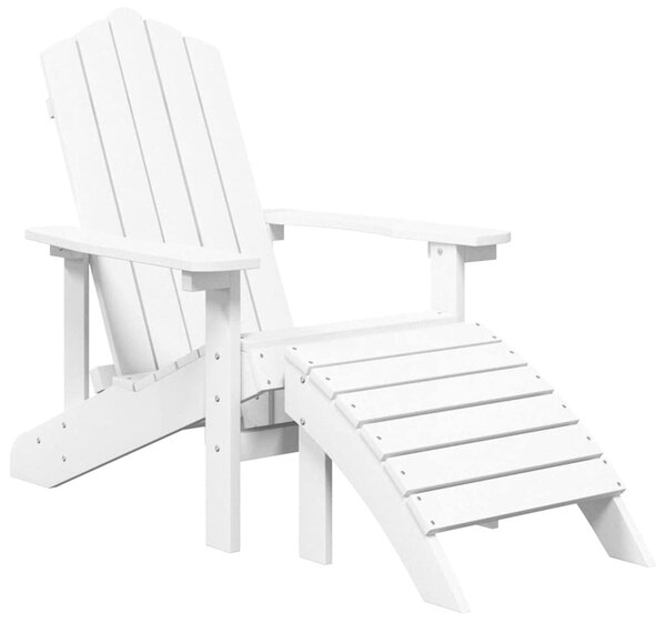 Fehér HDPE kerti adirondack szék lábtartóval