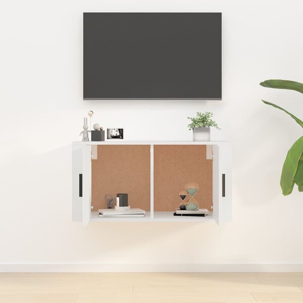 Magasfényű fehér fali TV-szekrény 80x34,5x40 cm