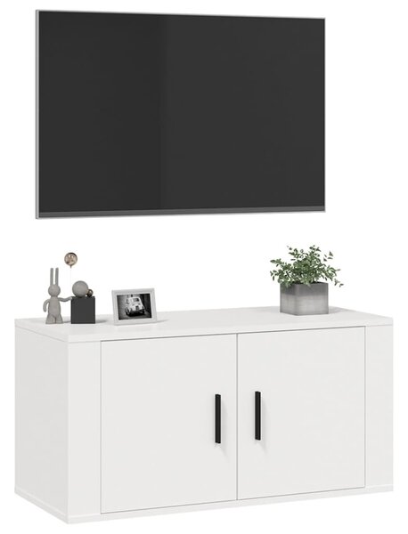 Magasfényű fehér fali TV-szekrény 80x34,5x40 cm
