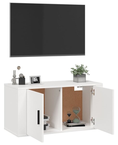 Magasfényű fehér fali TV-szekrény 80x34,5x40 cm