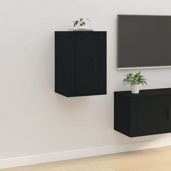 2 db fekete falra szerelhető TV-szekrény 40 x 34,5 x 60 cm