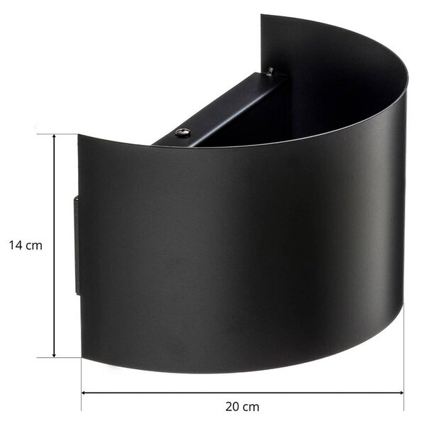 EMIBIG LIGHTING Fold fali lámpa ívelt burával, fekete, dimmelhető, Fekete, Nappali / Étkező, fém, Modern
