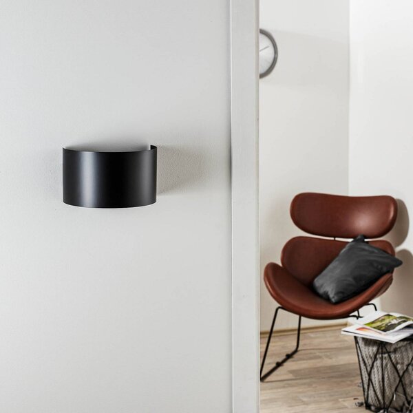 EMIBIG LIGHTING Fold fali lámpa ívelt burával, fekete, dimmelhető, Fekete, Nappali / Étkező, fém, Modern