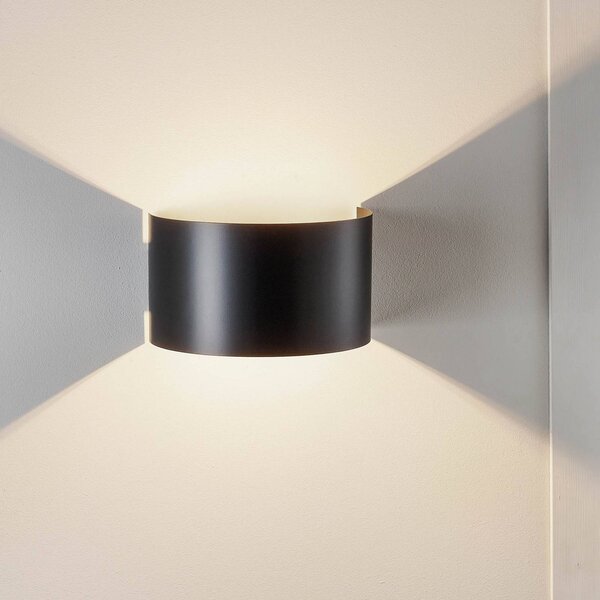 EMIBIG LIGHTING Fold fali lámpa ívelt burával, fekete, dimmelhető, Fekete, Nappali / Étkező, fém, Modern