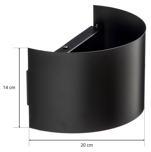 EMIBIG LIGHTING Fold fali lámpa ívelt burával, fekete, dimmelhető, Fekete, Nappali / Étkező, fém, Modern