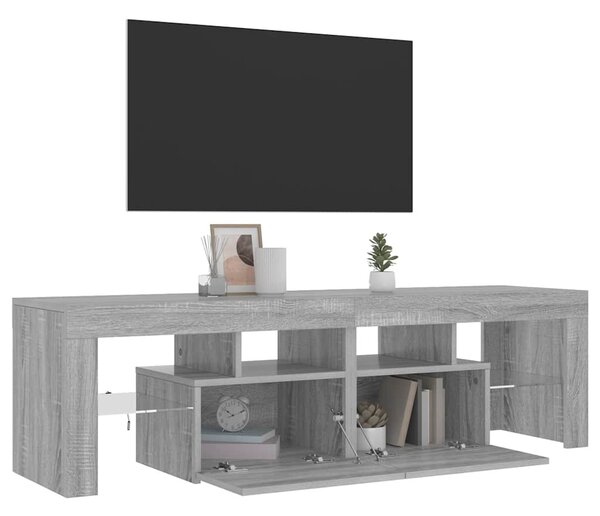 Szürke sonoma színű TV-szekrény LED-világítással 140x36,5x40 cm