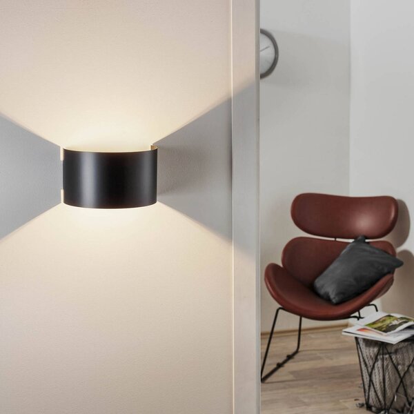 EMIBIG LIGHTING Fold fali lámpa ívelt burával, fekete, dimmelhető, Fekete, Nappali / Étkező, fém, Modern