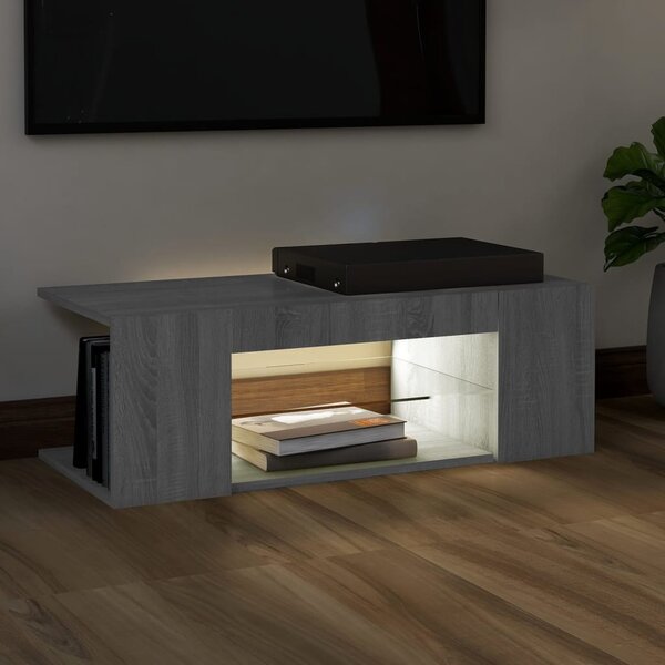 Szürke sonoma színű LED-es TV-szekrény 90 x 39 x 30 cm