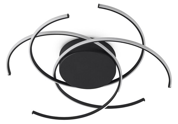 Lindby LED mennyezeti világítás, Hamza, Ø 49 cm, fekete, alumínium, dimmelhető, Fekete, Nappali / Étkező, fém, Modern