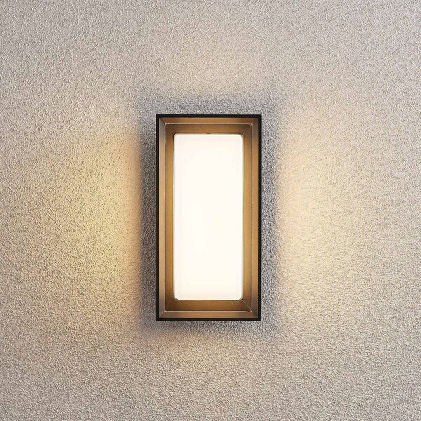 Arcchio LED fali lámpa Ismera, antracit/opal, IP65, üveg, Fekete, Üveg, Modern
